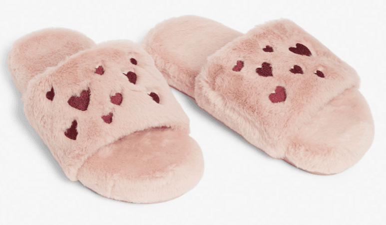 Monki fuzzy heart slippers
