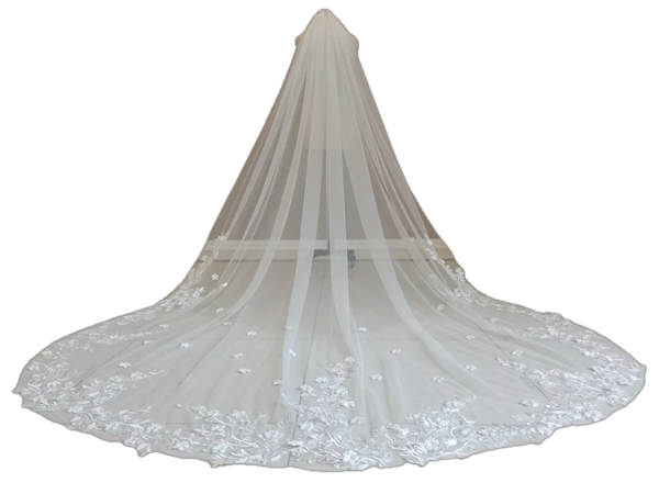 Wedding Veil Bride One Layer White Or Ivory Lace Veil Cathedral Length Lace Applique Veil Wedding Accessories