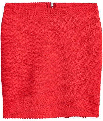 Texture-patterned Skirt - Red