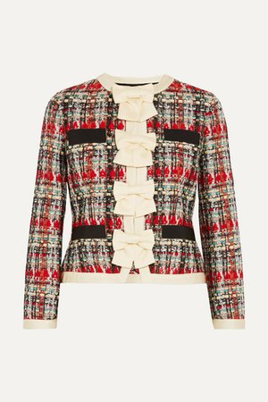 Gucci | Silk-twill and grosgrain-trimmed metallic tweed jacket | NET-A-PORTER.COM