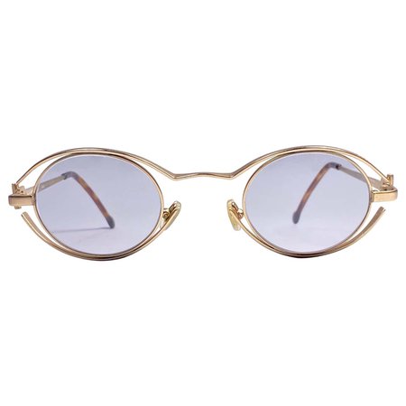 New Vintage Karl Lagerfeld 4123 Oval Matte Gold 1990 France Sunglasses