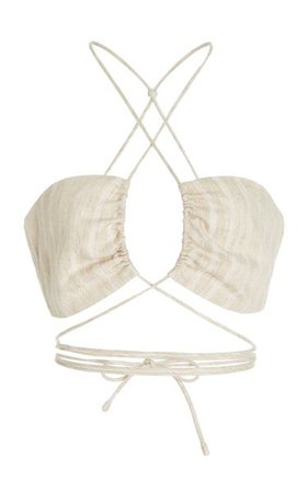 Zola Striped Linen-Blend Bandeau Top By Significant Other | Moda Operandi