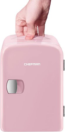 Amazon.com: Chefman Mini Portable Pink Personal Fridge Cools Or Heats & Provides Compact Storage For Skincare, Snacks, Or 6 12oz Cans W/ A Lightweight 4-liter Capacity To Take On The Go: Kitchen & Dining