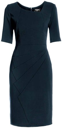 Rumour London - Amelie Dark Cyan Knee Length Dress With Asymmetrical Neckline