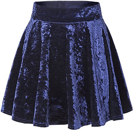 Urban CoCo Women's Vintage Velvet Stretchy Mini Flared Skater Skirt (M, Navy Blue-Series 2) at Amazon Women’s Clothing store