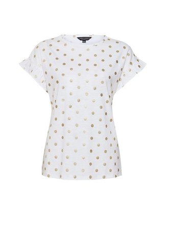 White Organic Cotton Spot Print Ruffle T-Shirt | Dorothy Perkins