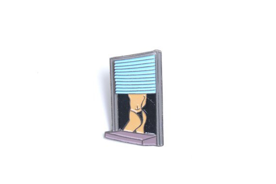 Sexy girl in a window enamel pin naughty enamel lapel pin | Etsy