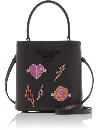 Mini Embellished Textured-Leather Bucket Bag
