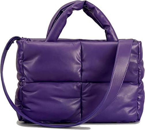 Large Quilted Padded Puffer Tote | Purple
