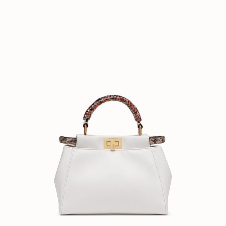 White leather bag with exotic details - PEEKABOO MINI | Fendi