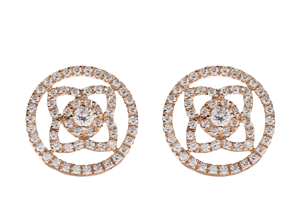 De Beers Jewellers 18kt rose gold Enchanted Lotus openwork diamond stud earrings