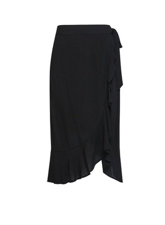 Black Wrap Midi Skirt | Dorothy Perkins