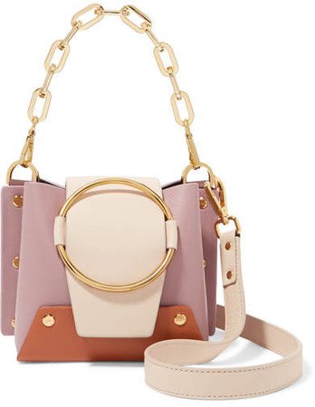 Yuzefi - Delila Mini Color-block Textured-leather Shoulder Bag - Baby pink