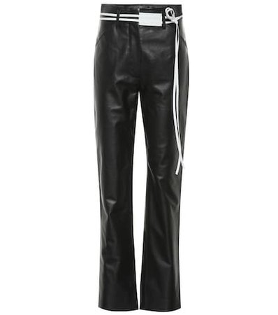Leather straight pants