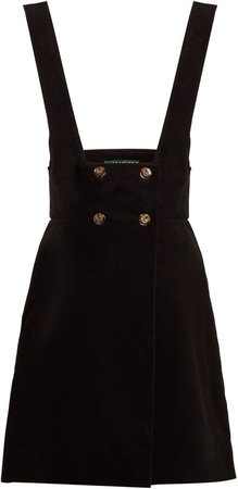 ALEXACHUNG Double-breasted cotton-corduroy pinafore dress