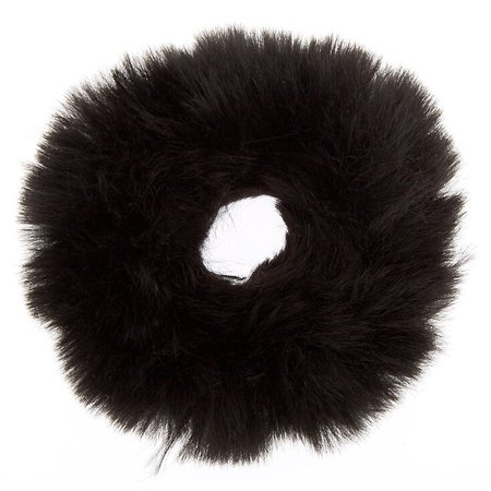 Faux Fur Hair Scrunchie - Black | Claire's US