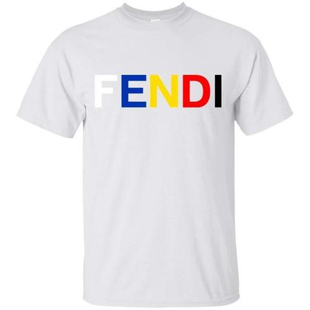 Fendi Color Unisex T Shirt Unisex Fit Cotton T Shirt White (The letter F is changed to Gray - White color does not display on white shirt ) - Zelite