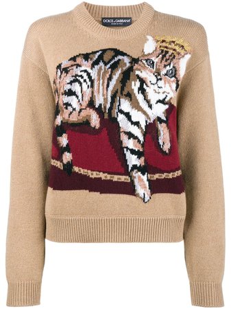 Dolce & Gabbana Suéter De Cashmere Com Estampa De Gato - Farfetch