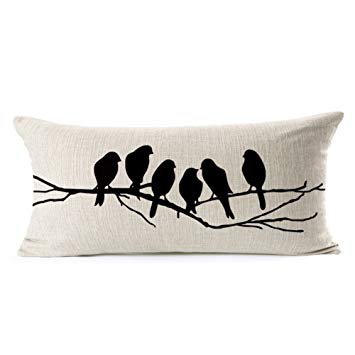 Abstract Nature Bird Black and White Cotton Linen Decorative Throw Pillow Case Cushion Cover, 11.8 x 19.7inches: Amazon.ca: Tools & Home Improvement