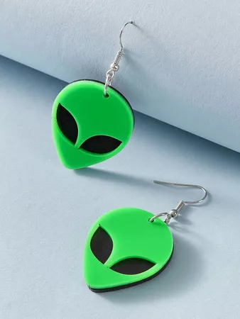 1pair Alien Face Shaped Earrings | ROMWE