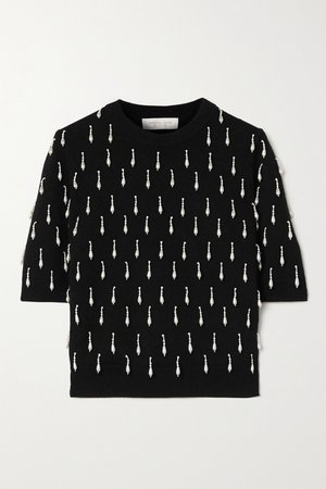 Black Embellished cashmere sweater | Michael Kors Collection | NET-A-PORTER