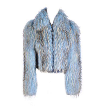 F/W 2001 Vintage Gianni Versace Couture Blue Fur Jacket For Sale at 1stdibs