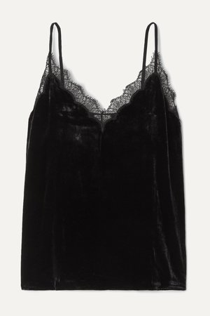 Black The Zosia lace-trimmed velvet camisole | Cami NYC | NET-A-PORTER
