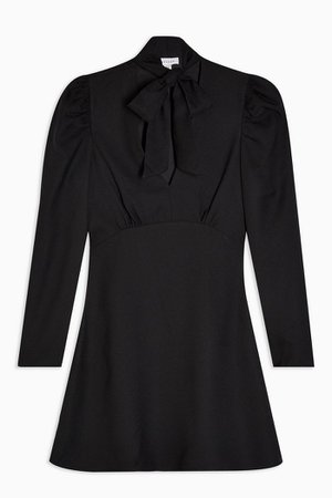 Black Tie Neck Mini Dress | Topshop