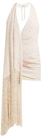 Valoria Halterneck Fringed Tweed Dress - Womens - Beige
