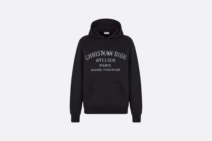 Sweatshirt à capuche oversize Christian Dior Atelier Molleton de coton noir - Prêt-à-porter - Mode Homme | DIOR