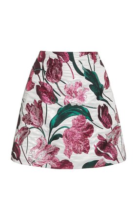 Carolina Herrera, Tulip Lurex Jacquard Mini Skirt
