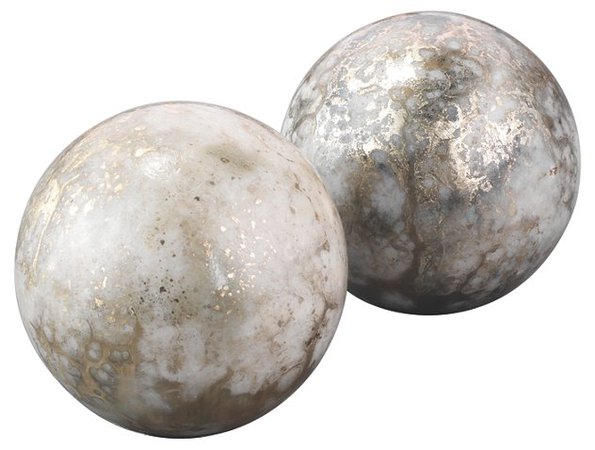 Jamie Young - S/2 Marble Orb Bookends, Silver/Gold | One Kings Lane