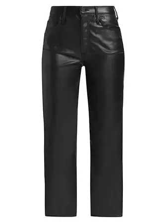 Shop Mother The Rambler Faux Leather High-Rise Straight-Leg Ankle Pant | Saks Fifth Avenue