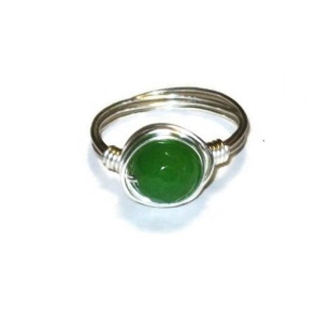 Green Jade Wire Wrapped Beaded Ring