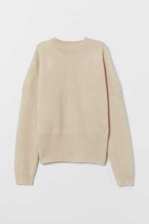 Rib-knit Cashmere Sweater - Cream - Ladies | H&M CA