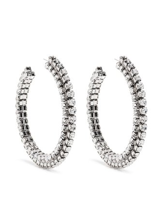 AREA Stacked Crystal Round Hoop Earrings - Farfetch