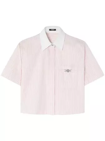 Versace Stripped Cropped Cotton Shirt - Farfetch