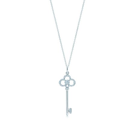 Tiffany Keys crown key diamond pendant in 18k white gold. | Tiffany & Co.
