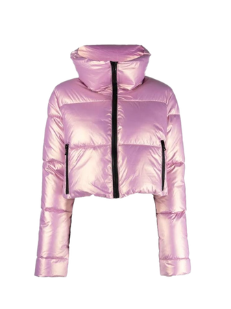 pink chrome puffer jacket winter