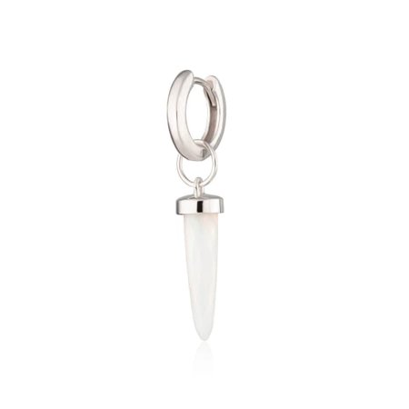 Silver White Opal Spike Huggie Hoop Earring - Single Earring | Scream Pretty | Wolf & Badger