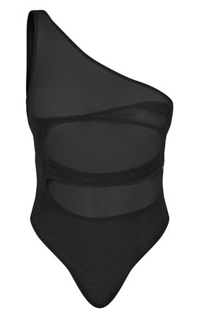 Black Mesh Layered Sleeveless Bodysuit | Tops | PrettyLittleThing USA