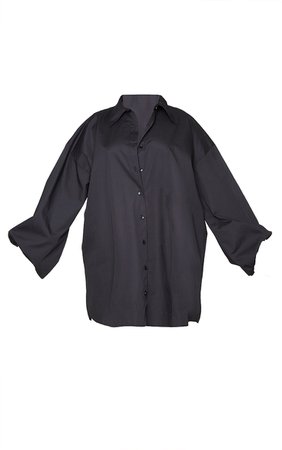 Plus Black Balloon Sleeve Shirt Dress | PrettyLittleThing USA