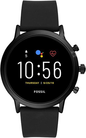 Fossil Gen 5 Carlyle HR Heart Rate Stainless Steel and Silicone Touchscreen Smartwatch, Color: Black (Model: FTW4025): Watches