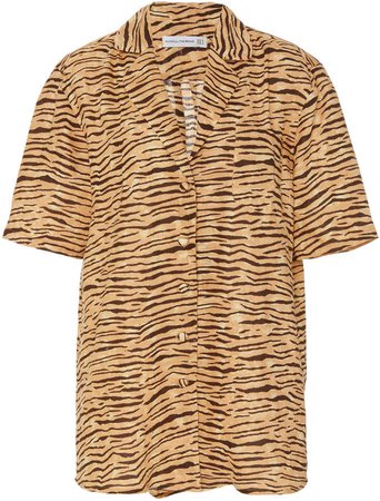 Charlita Zebra-Print Linen Shirt