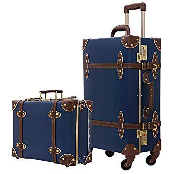 Amazon.com | Travel Vintage Luggage Sets Cute Trolley Suitcases Set Lightweight Trunk Retro Style for Women Rose White 22" | Luggage Sets