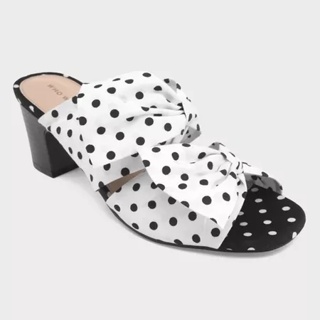 Women's Poppy Polka Dot Bow Two Band Heeled Pumps - Who What Wear™ White : Target