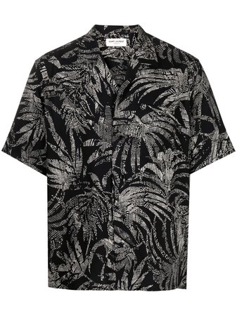 Shop black Saint Laurent tropical print short-sleeve shirt with Express Delivery - Farfetch