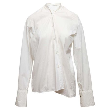 Maison Margiela White Asymmetrical Button-Up Top For Sale at 1stDibs