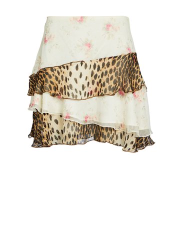 R13 | Cheetah Floral Flounce Skirt | INTERMIX®