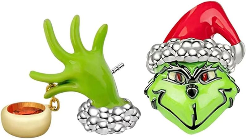 Amazon.com: Christmas Green Monster Earrings Cute Santa Claus Green Monster Frog Studs Earrings Classic Stealing Christmas Earrings New Year Party Classic Cartoon Jewelry Christmas Gift for Women Girls (A): Clothing, Shoes & Jewelry
